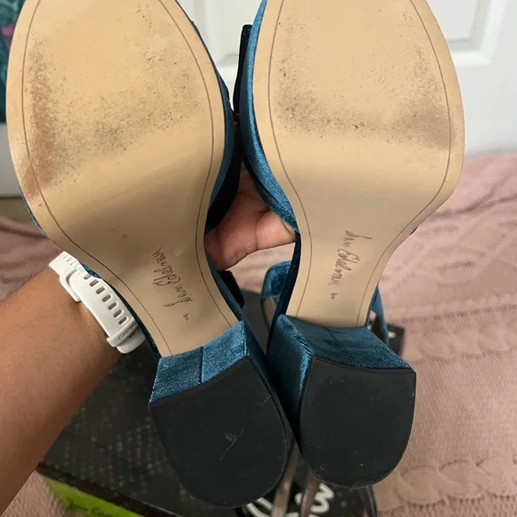 Sam Edelman Dark Blue Velvet Platform Heels - Picture 12 of 15